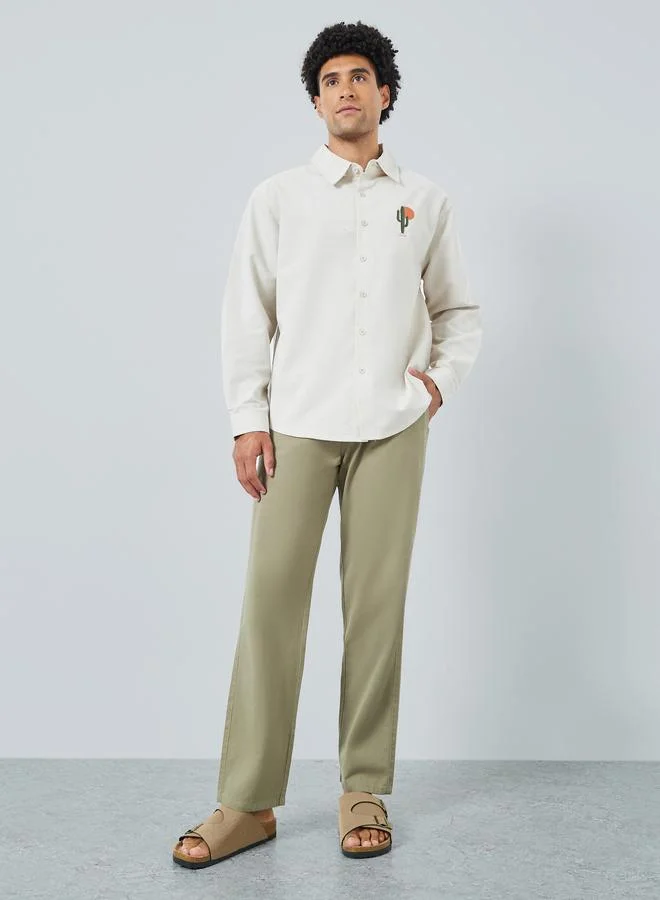 ستايلي قميص من مزيج الكتان بقصة مريحة